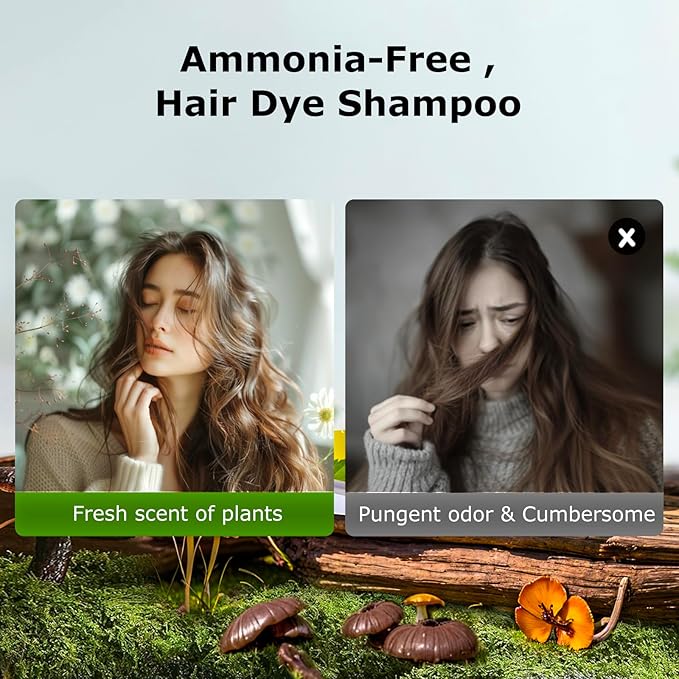 Limer Multi-Color Bubble Hair Dye Shampoo,Semi-Permanent Gray Coverage with 6-in-1 Herbal Ingredients,Root Touch-up,Ammonia-Free Formula for Women,Travel-Friendly 1oz x 10 Packs/Box (Dark Brown)