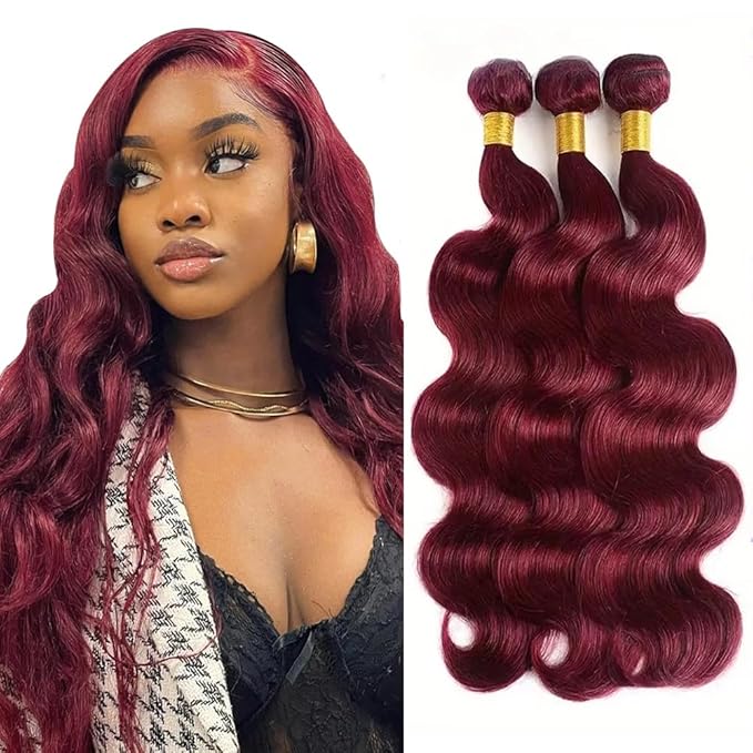Burgundy Bundles Human Hair 99j Bundles Red Human Hair Bundle 20 22 24 inch Burgundy Body Wave Bundle 300g
