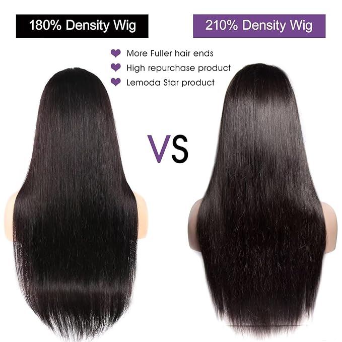 Lemoda Straight 13x6 SKINLIKE Real HD Full Lace Frontal Wigs 26Inch Full 13x6 Lace Frontal Virgin Human Hair Wigs Invisible 0.1mm Ultra-thin Knots Frayed Ends Lace Wig Full Ends