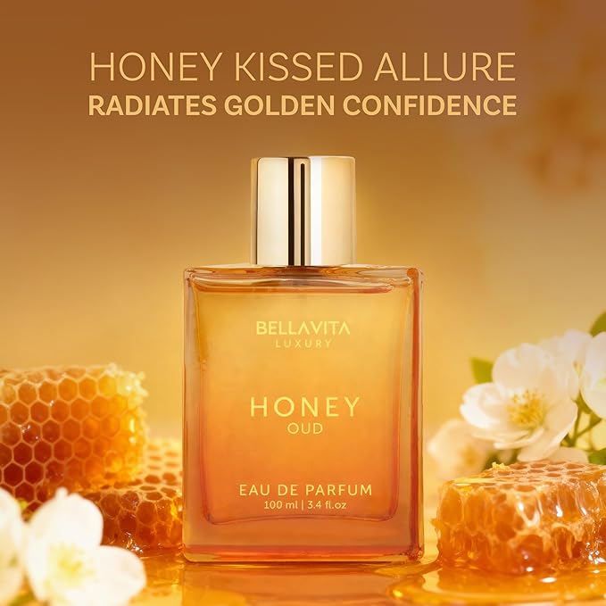 BellaVita Luxury Honey Oud Eau de Parfum (3.4 fl. oz.) | Patchouli, Vanilla, Bergamot, Floral & Spicy + Made with Clean & Vegan Essentials Oils + Cruelty Free | Long-Lasting Unisex Fragrance