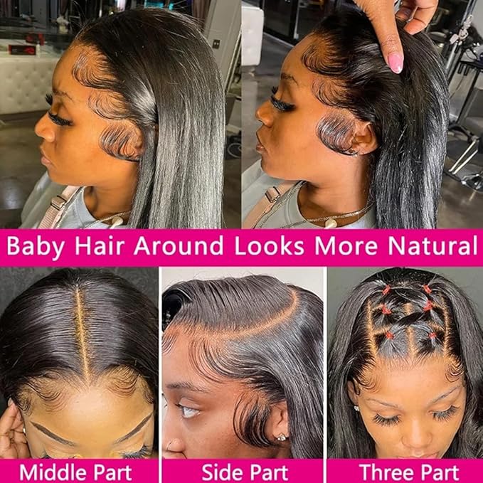 Straight Wigs Human Hair 30 inch 13x6 Lace Front Wigs Human Hair 12A 200 Density Hd Transparent Straight Lace Front Wigs Human Hair Pre Plucked Bleached Tiny Knots Real Lace Frontal Wigs for Women
