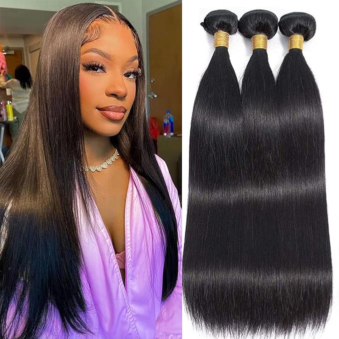 Human Hair Bundles Straight Hair Bundles 16 16 16 Inch Brazilian 100% Unprocessed Virgin 3 Bundles Human Hair for Black Women