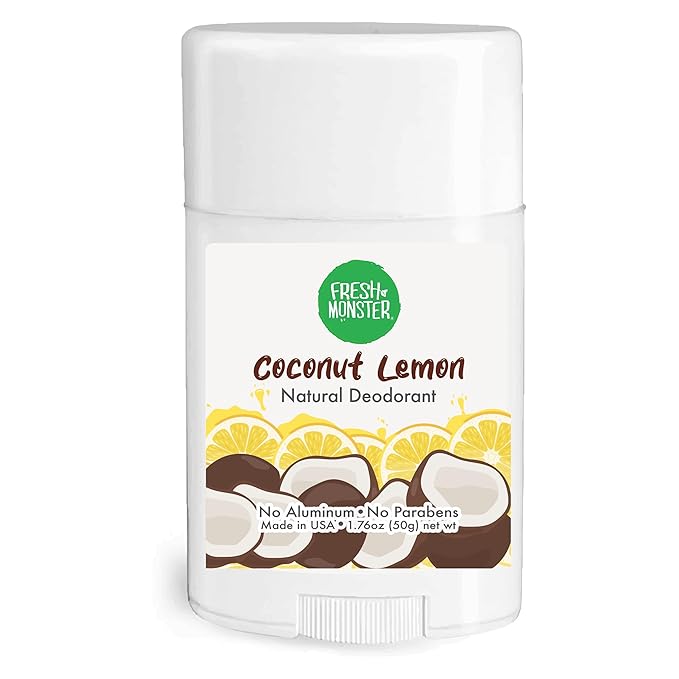Fresh Monster Natural Deodorant for Kids & Teens I Mom's Choice Gold Award Winner | Aluminum-Free, Paraben-Free, Hypoallergenic I 24-Hour Protection I Coconut-Lemon Scent I 1.76 oz