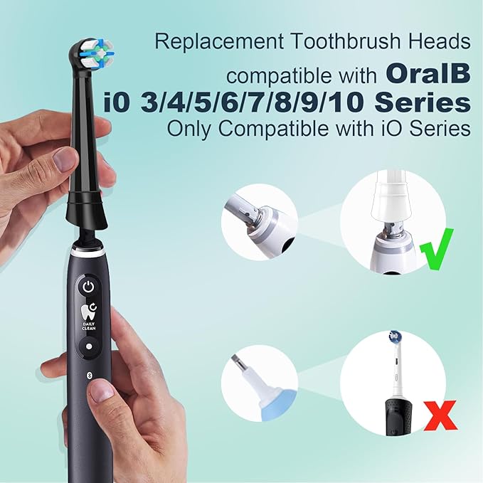 iO Replacement Heads Compatible with Oral B iO Electric Toothbrush,Compatible with Oral B iO Series 2/3/4/5/6/7/8/9/10,Premium Bristles for Deep Cleaning&Gentle Care