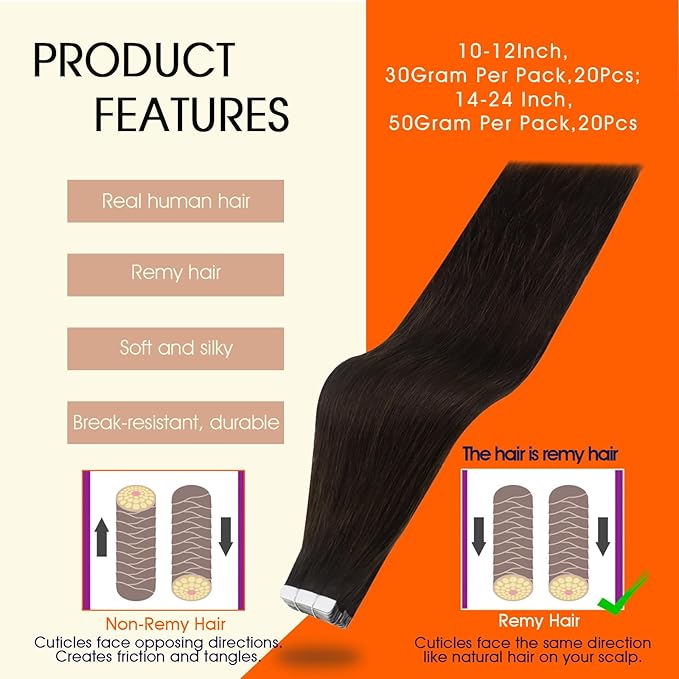 Full Shine Tape in Hair Extensions Human Hair Color 2 Darkest Brown Seamless Invisible Remy Tape in Extensions Human Hair 26Inch Long Straight Skin Weft 50Gram 20Pcs for Women Add Length
