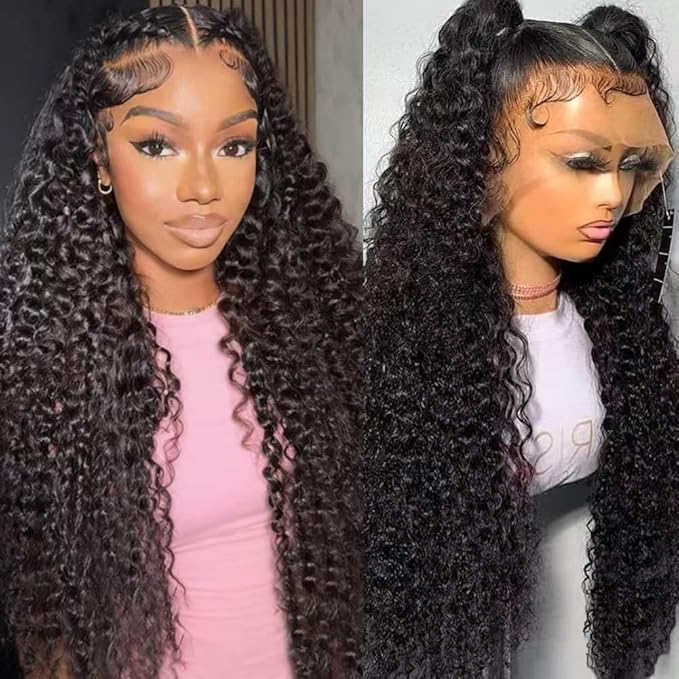 24 Inch Water Wave Lace Front Wigs Human Hair 13x6 Deep Part Curly Wig for Women 200 Density Water Wave Frontal Wigs Human Hair Pre Plucked