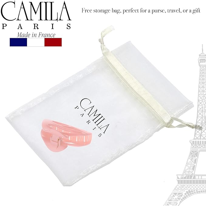 Camila Paris CP3434 French Hair Clip for Women, Large Dolphin Pink, Girls Hair Claw Clips Jaw Fashion Durable and Styling Hair Accessories for Women, Strong Hold No Slip Grip Made in France