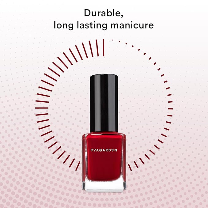 EVAGARDEN Sea Water Resistant Nail Polish - Saturated Color with Thin Film Coating - Attractive, Durable and Smooth Coverage - Clean Formula, No Harsh Substances - 654 Red Seduction - 0.34 oz