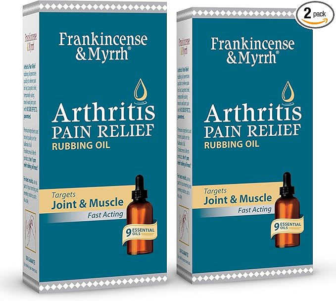 Frankincense and Myrrh Arthritis Pain Relief Rubbing Oil – Arthritis Pain Reliever with Frankincense Essential Oil for Sciatica, Lower Back, Neck, Hands, Knees, Joints and Shoulders, 2 fl.oz. - 2 Pack