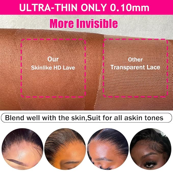 16 inch 5x5 SKINLIKE HD Lace Closure Human Hair Body Wave 0.10mm Ultra-thin Invisible HD Lace Closure 100% Human Hair Extensions 12A Brazilian Virgin Hair Pre Plucked with Baby Hair Natural Color