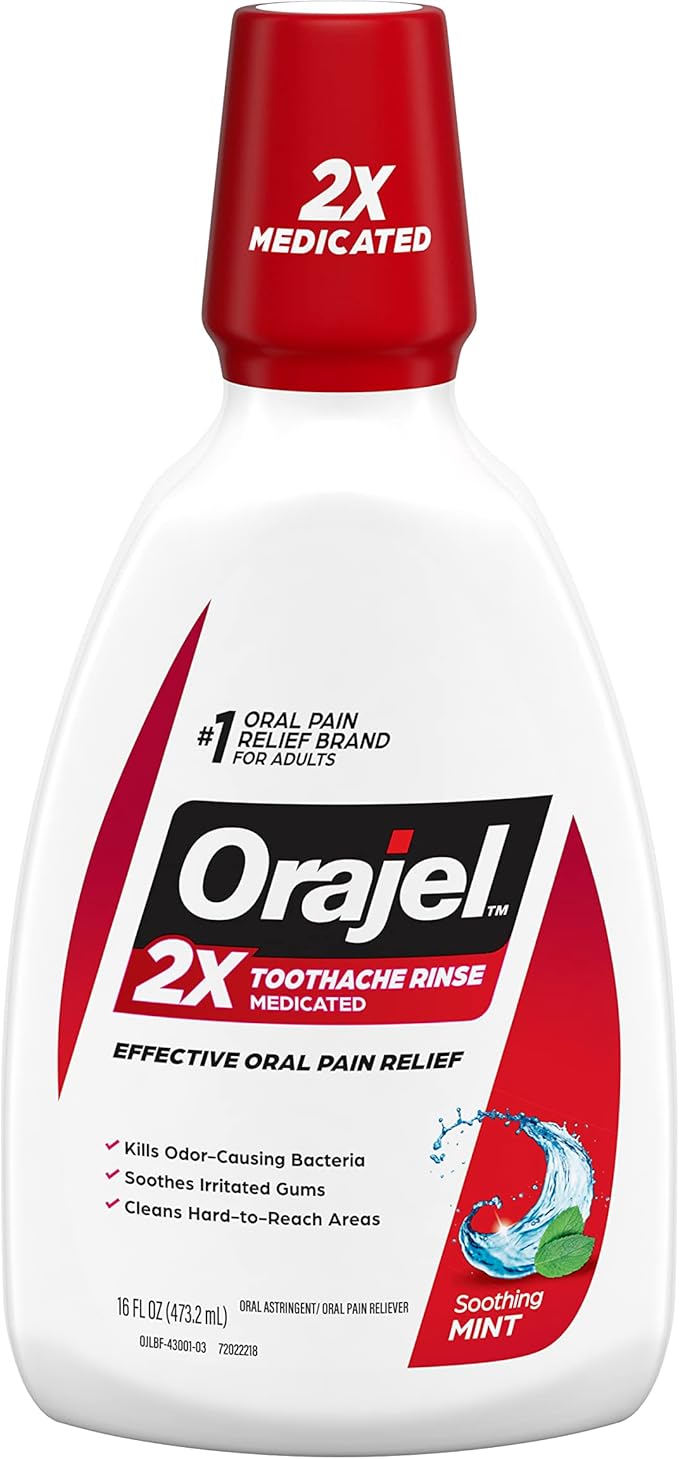 Orajel 4X for Toothache & Gum Pain: Severe Cream Tube 0.33oz- from Oral Pain Relief Brand & Toothache Rinse, Analgesic Astringent, Soothing Mint, 16 fl oz