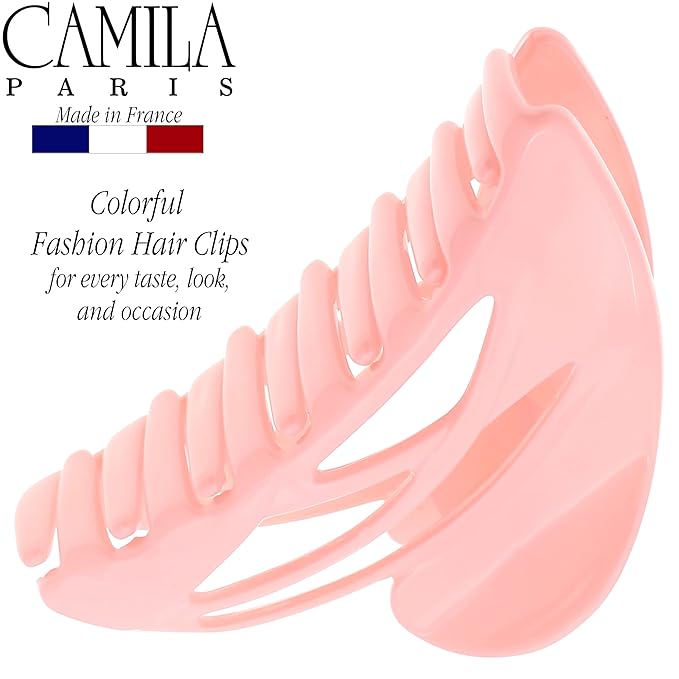 Camila Paris CP3434 French Hair Clip for Women, Large Dolphin Pink, Girls Hair Claw Clips Jaw Fashion Durable and Styling Hair Accessories for Women, Strong Hold No Slip Grip Made in France