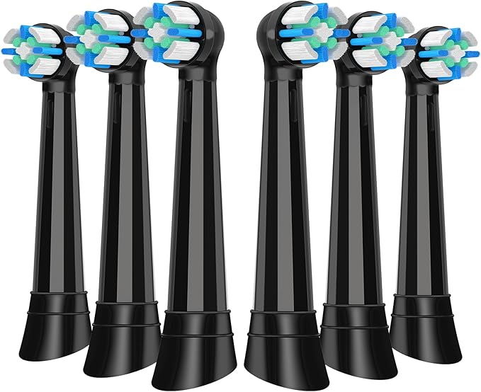IO Replacement Heads Compatible with Oral B iO 2/3/4/5/6/7/8/9/10 Series Electric Toothbrush, Brush Heads with Medium Bristles Compatible with Oral B iO for Gentle Dental Care (6 Black)