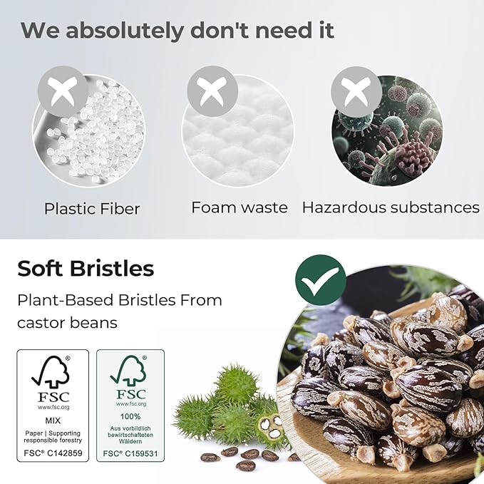 Bamboo Toothbrushes 10 Count, Soft Plant-Based Bristles, Natural Wooden Toothbrush for Adults, Biodegradable Travel Tooth Brushes