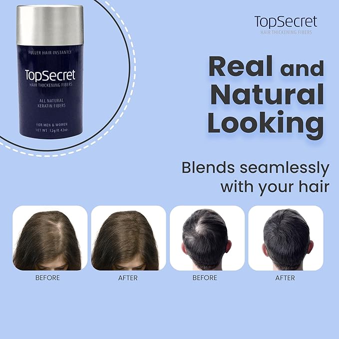 Top Secret Hair Thickening Building Fibers Refills - Undetectable & Natural Hair Filler - for Men & Women - Instantly Fill In Fine Thinning Hair - Weather & Sweat Resistant (Light Brown, Regular)