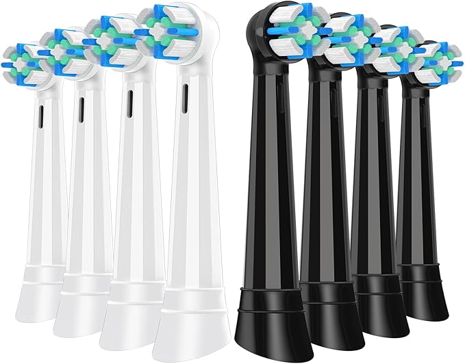 8 Pcs IO Replacement Heads Compatible with Oral B IO 2/3/4/5/6/7/8/9/10/Deep Clean Series Electric Toothbrushes, Medium Softness Brush Heads Compatible with Oral B iO (Black/White)