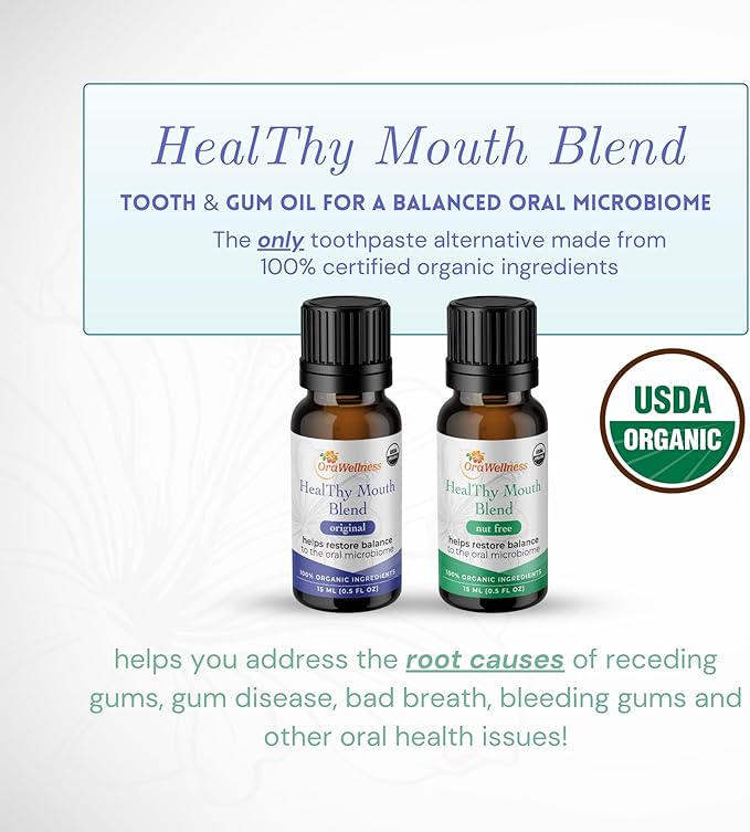 OraWellness Healthy Mouth Blend Organic Tooth Oil, Fluoride Free Made in The USA Toothpaste & Mouthwash Alternative Tooth, Natural Rinse for Healthy Teeth & Gums for Women, Men and Kids, Pack of 1