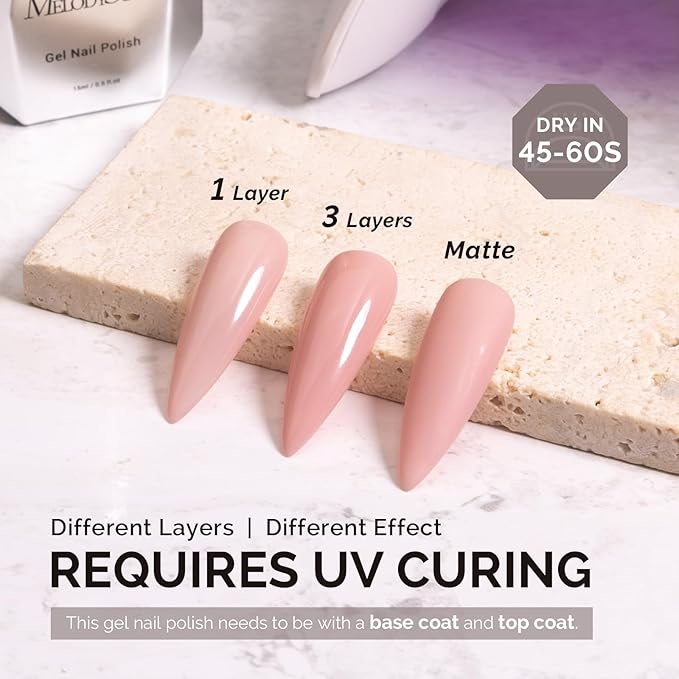 MelodySusie 15ML Pink Gel Nail Polish,Nails Soak Off UV LED Gray Pink Gel Polish Gift for Women Nail Art Manicure Salon DIY Nail Design Decoration at Home-A2405