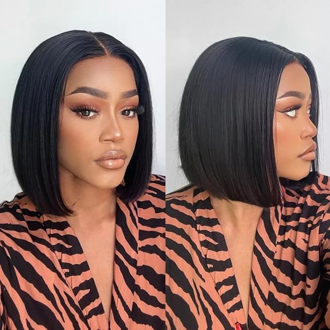 LICHANG 12 Inch 13x4 Lace Front Wigs Human Hair Bob Wig Human Hair