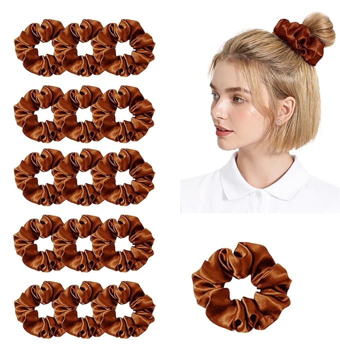 Womens Satin Scrunchies 16Pack Silk Scrunchy Silky Hair Ties Elastics Hairs Bow Hairtie Hairbands Ponytail Holder Accessory