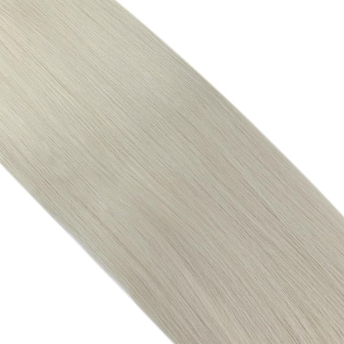 Full Shine Micro Loop Hair Extensions Real Human Hair Ice Blonde Soft Natural Human Hair 14 Inch Microlink Hair Extensions 50G with 7G Micro Beads Cold Fusion Extensions for Women