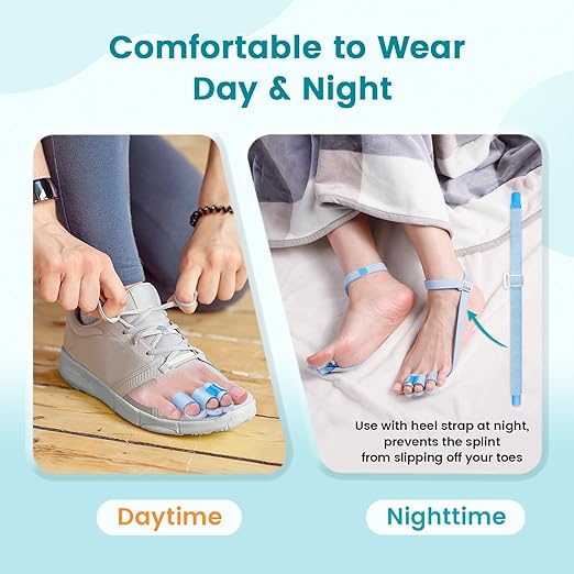 Hammer Toe Straightener Corrector Splint Brace for Women fit 2nd 3rd and 4th Toes - (M-Blue) - 1 Pair