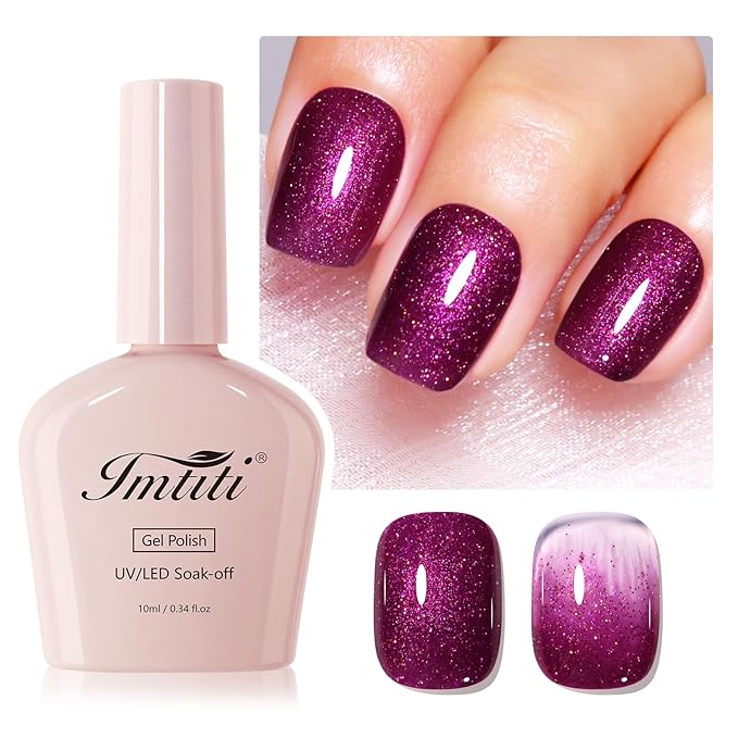 Imtiti Glitter Gel Nail Polish, 1Pcs Starlight Rose Red Gel Polish Sparkle Soak Off UV LED Gel Polish, Long Lasting, Nail Art Starter Manicure Salon DIY at Home for Women (0.34 Fl Oz-1928)