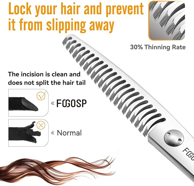 Left Handed Hair Thinning Scissors 6” Professional Barber Scissor Japan VG10 CNC Ultra-Precise Cuts, Razor Sharp Blades 22 Teeth Thinner Hair Shears for Women & Men 30% Thinning Rate