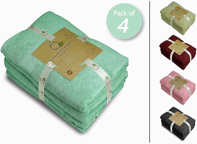 Softolle Luxury Bath Towels Set of 4 (27” x 54”) | Towels for Bathroom | Super Soft | Highly Absorbent Towels for Home, Spa, Gym (Sea Green)