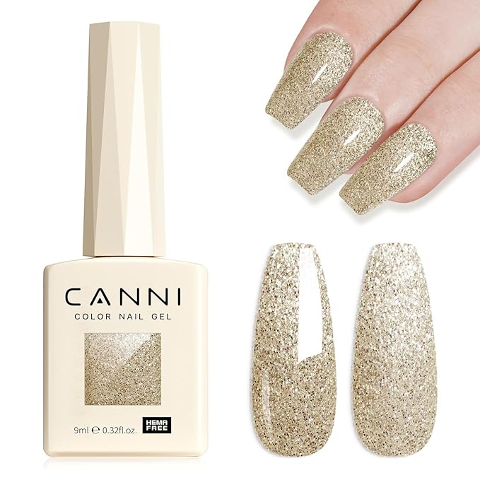 CANNI Glitter Gel Nail Polish – 1pcs 9ml Rodeo Dust Color, Diamond Glitter Series, Soak Off UV LED Gel Nail Polish for DIY Nail Art, Salon or Home Manicure