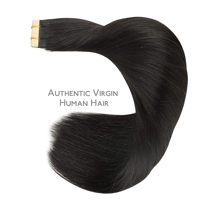 WENNALIFE Tape in Hair Extensions Human Hair, 20pcs 50g 14 inch Natural Black Remy Hair Extensions Straight Human Hair Tape in Extensions Skin Weft Tape Extensions Human Hair