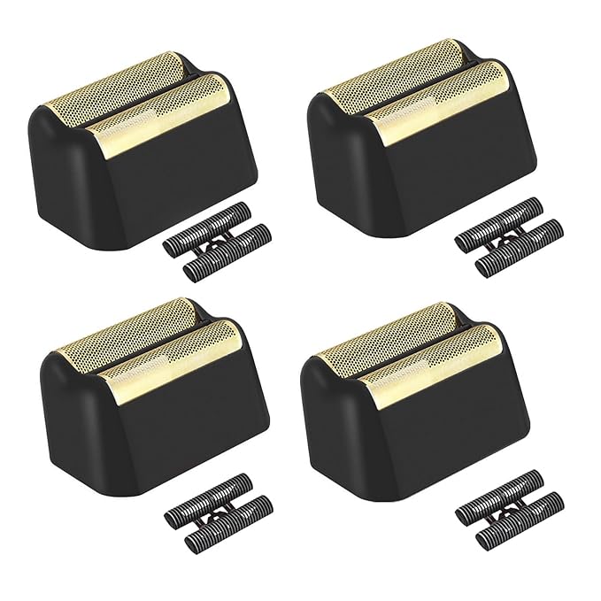 4 Pack Professional 5 Star Series Finale Shaver Replacement Foil and Cutter Bar Assembly Compatible With Wahl Shaver Foil 7031-100, 7043-100 Super Close Shaving Replacement Heads， (Black)