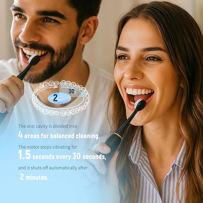 12 Pack Adult Electric Toothbrush Rechargeable Sonic Electric Toothbrush with 4 Brush Heads 6 Modes Timer Function IPX7 Waterproof 3 Colors Available