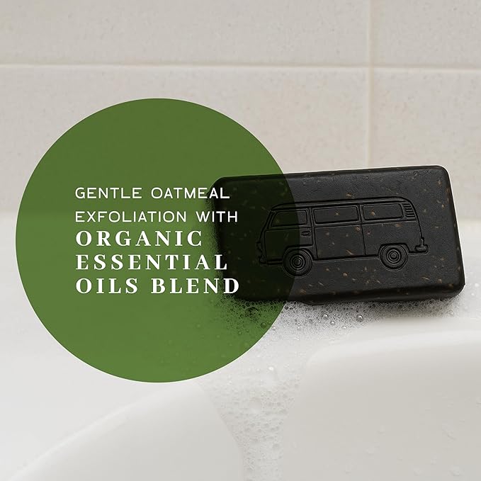 VanMan Tallow & Pine Tar Soap Bar – Grass-Fed Beef Tallow with Organic Oatmeal, Charcoal & Essential Oils – Exfoliating Face & Body Soap, 3.8oz - 10 Pack