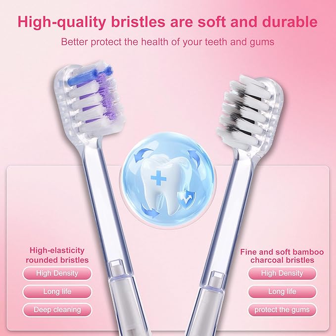 Electric Toothbrush Wave Oscillation & Vibration Sonic Tooth Brush for Adults BASS-Brushing Technique Travel Rechargeable Toothbrushes 4 Soft Bristle Replace Heads IPX7 Gifts for Men Women Pink