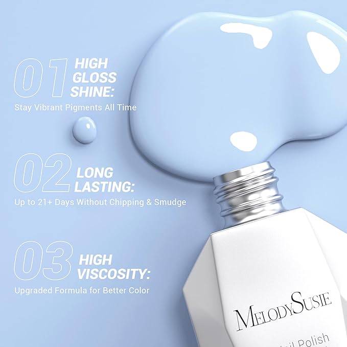 MelodySusie Thick Baby Blue Gel Nail Polish,0.5fl oz Soak Off UV LED Spring Summer Macaron Blue Gel Polish Gift for Women Nail Art Manicure Salon DIY Nail Design Decoration at Home-253