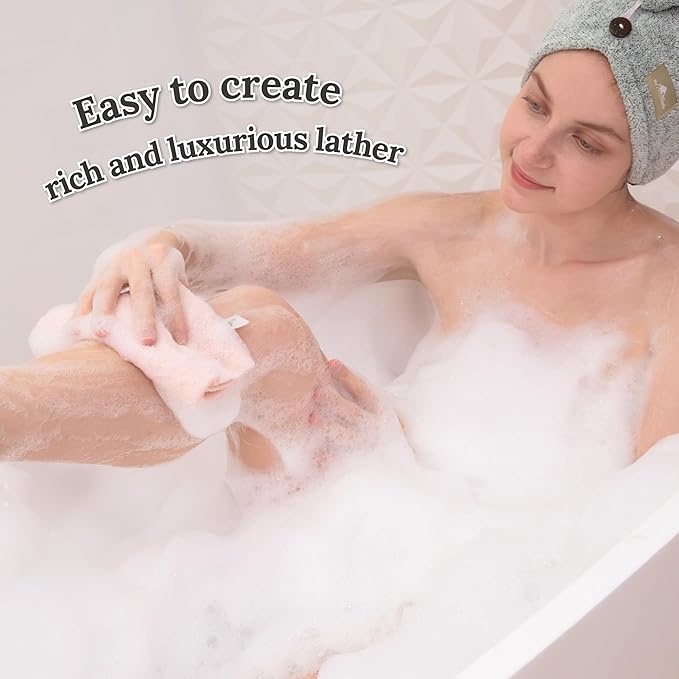 myHomeBody Exfoliating Washcloths for Showering, Loofah Body Scrubber Exfoliator, Back Shower Towel, Bath Washer for Exfoliation, Set of 2 (Color Will Be Shipped Randomly)