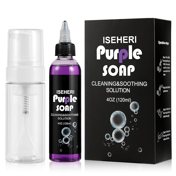 Ultra Concentrated Purple Soap Tattoo 4OZ with Foaming Bottle 120ml, Tattoo Supplies for Tattoos Piercings, Clean Skin Equipment