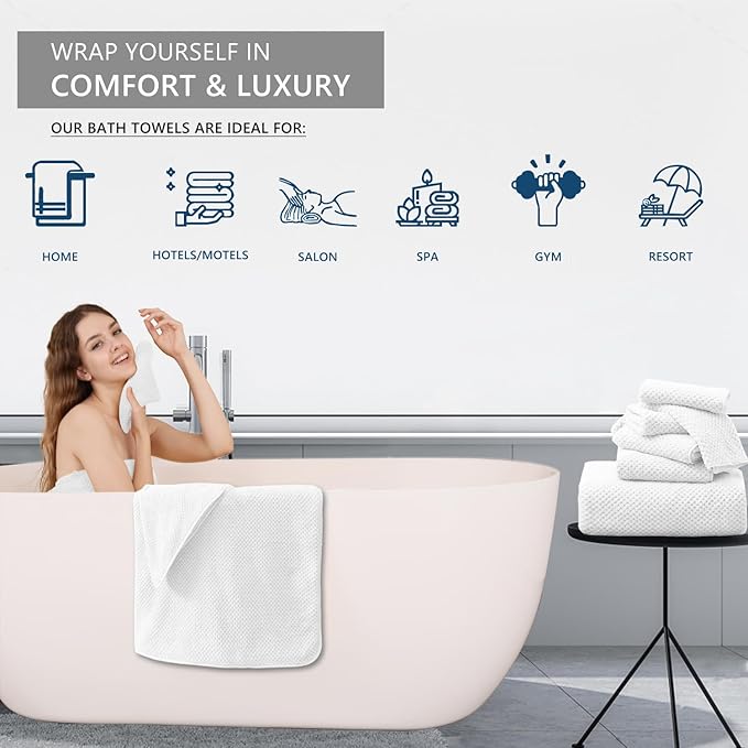 White Hand Towels Set 2 Pack-16“x31”,Ultra Soft Microfibers Bathroom Towel Set Highly Absorbent Quick Dry Luxury Premium Towel Lightweight Durable Hand Towel Collection for Hotel Spa Gym Kitchen