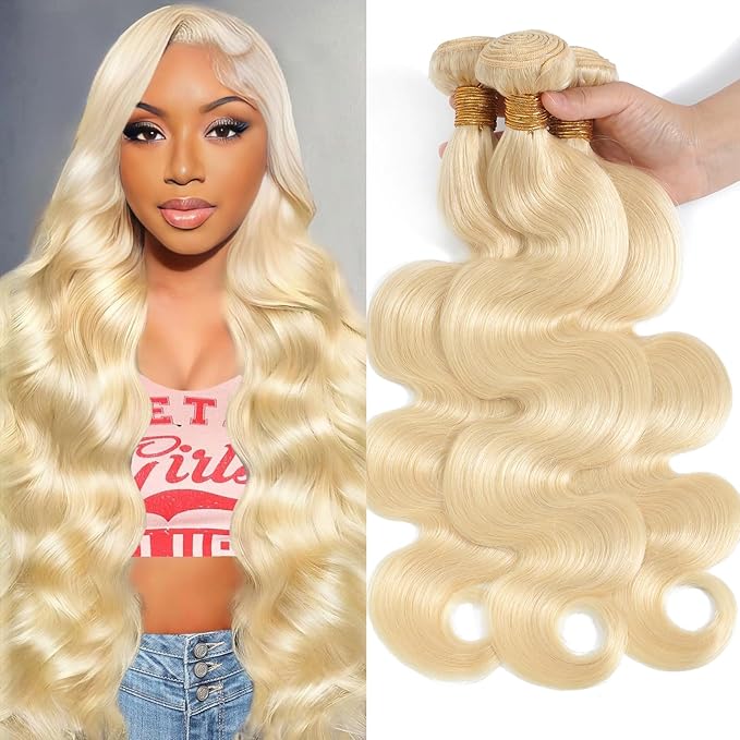 613 Blonde Bundles Human Hair Body Wave 20 22 24 Inch 100% Unprocessed Virgin Human Hair 3 Bundles 12A Quick Weave Bundles Hair Extensions