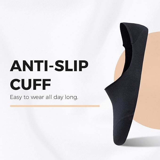 Cotton Socks with SEAMLESS TOE & SOFT AND LIGHTWEIGHT - ANTI-SLIP CUFF for Men and Women Moisture-Wicking - 4 Pack