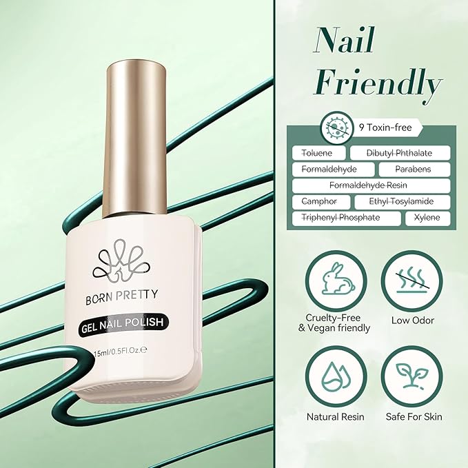 Born Pretty Christmas Dark Green Gel Nail Polish Forest Green Color Fall Winter Gel Polish Nail Art Design Manicure Salon DIY Home 15ml