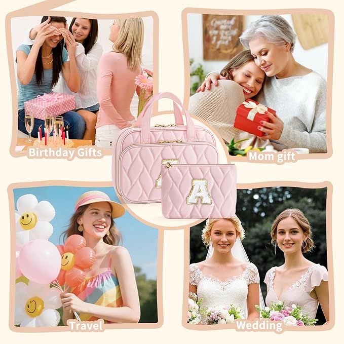 YOOLIFE Birthday Gifts for Women Teen Girls - Hanging Toiletry Bag Initial Makeup Bag, Personalized Large Toiletry Bag, Gifts for Women Teen Girls Daughter Sister Purple - K