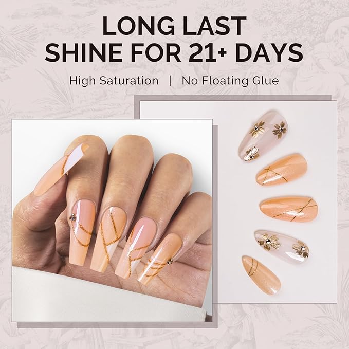 MelodySusie Orange Shimmer Gel Nail Polish,0.5fl oz Nude Shimmer Soak Off UV LED Orange Sparkle Glitter Gel Polish Gift for Women Nail Art Manicure Salon DIY Nail Design Decoration at Home-1757