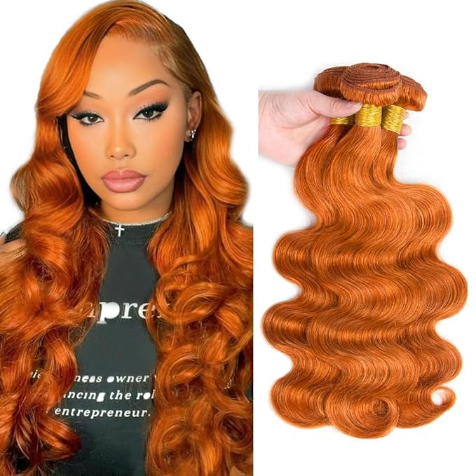 30 32 34 inch 350 Bundles Ginger Body Wave Human Hair Bundles 350 Body Wave Bundle Ginger Orange Human Hair Extensions