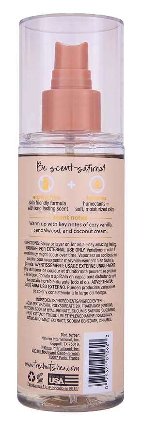 Tree Hut Vanilla Fragrance Mist, Refreshing Body Spray to Layer with Your Favorite Scents, Versatile, Holiday Gift & Stocking Stuffer, Hair & Body Mist, 6 fl oz