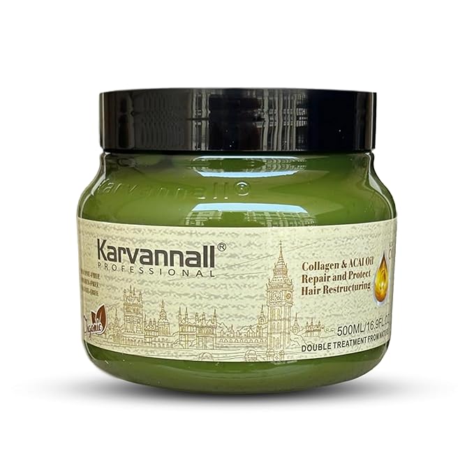 Double Treatment Hair Mask | Collagen & Acai Oil, Hair Repair Treatment Cream for Dry, Damaged & Color-Treated Hair, Sulfate & Paraben-Free, For All Hair Types, 16.9 fl oz / 500 ml