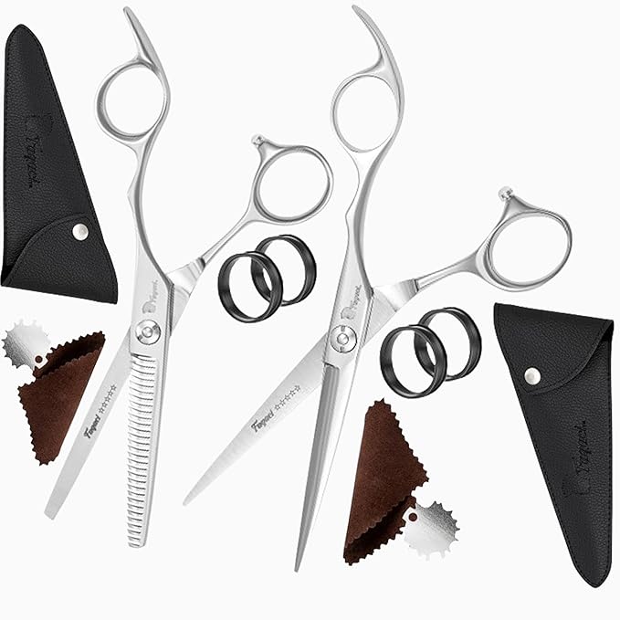 Fagaci Professional Hair Scissors & Thinning Shears, 6" Extremely Sharp, 440C Steel