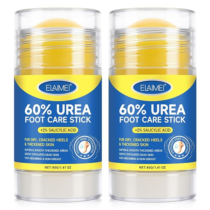 Urea Cream 60% with 2% Salicylic Acid Stick, 2Pack Urea Foot Cream for Dry Cracked Heels, Callus Remover, Hydrating and Softening Moisturizer for Feet, Hands, Knees, Elbows, Exfoliating Dead Skin