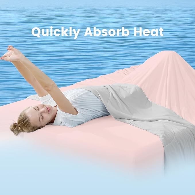 Cozy Bliss Cooling Comforter Queen Size, Cooling Blankets for Hot Sleepers and Night Sweats, Pink Gray Summer Comforter for Queen Size Bed, Breathable Soft Lightweight Silk Smooth